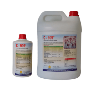 C-909 is a Hatchery Disinfectant kills bacteria, molds and viruses which is effective in presence of organic matter & also in Hard Water